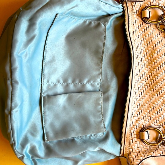 Coach Kristin Woven Leather Round Hobo Satchel - Picture 11 of 14